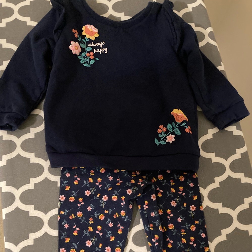Carter’s 9M Navy Long Sleeve and Leggings Floral Set
